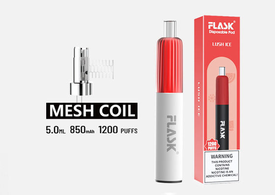 Sızdırmaz Şeftali Mango Aromalı Buharlaştırıcı Kalem 1200 Puffs Tek Kullanımlık Elektronik Puro