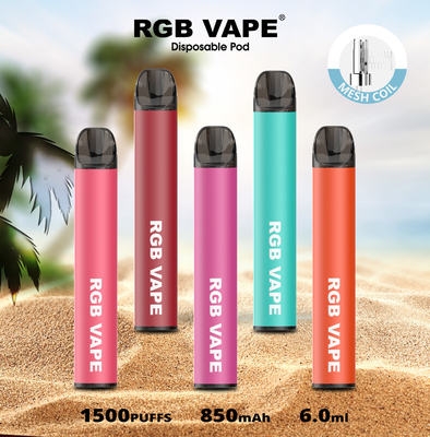 Mesh Bobinli RGBvape SS304 Ecig 1500 puf tek kullanımlık vape Cihazları