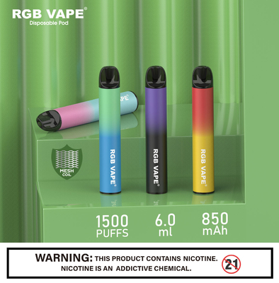 RGB Mesh Bobin 6ml Tek Kullanımlık Vape Pod Cihazı 850mah Sağlıklı E Çiğ